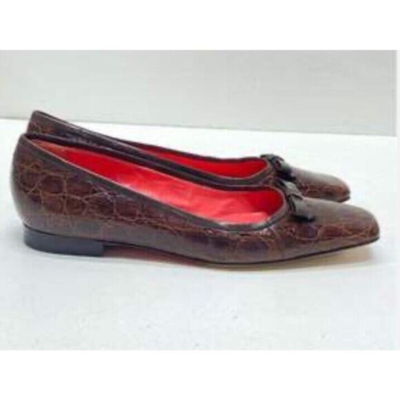 Judith Lieber Embossed Croc Pumps Size 8 - Picture 1 of 6